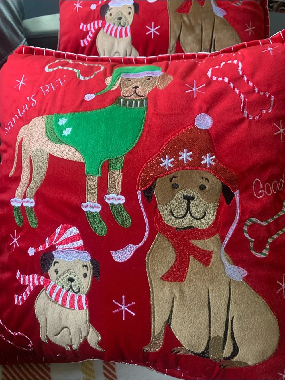 Macy's Red Embroidered Holiday Throw Pillows (2 Pillows for $30.00)